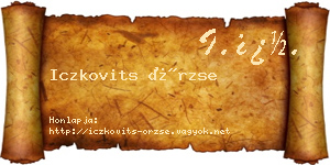 Iczkovits Örzse névjegykártya